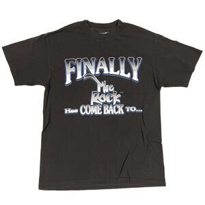 VTG Finally The Rock Has Come Back To Miami WWF Black T Shirt Sz M Made In USA